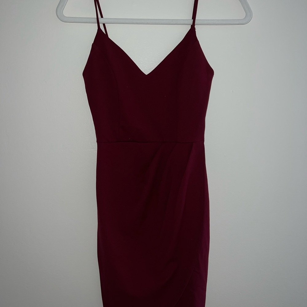 Lulu's Red Ribbed Spaghetti Strap Cocktail Dress